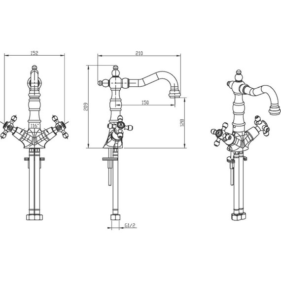 Смеситель для раковины Boheme Medici 312-WSW, бронза - фото 5