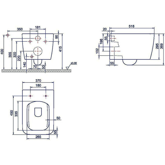 Унитаз подвесной безободковый Boheme Zen 967-WM, Цвет производителя: белый матовый - фото 2
