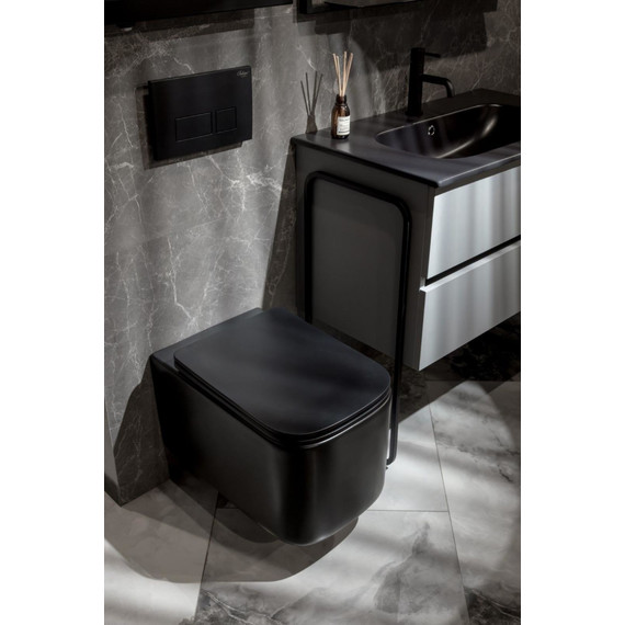Унитаз подвесной безободковый Boheme Mane 970-SET-B с крышкой микролифт, чёрный матовый, Цвет производителя: чёрный матовый - фото 5