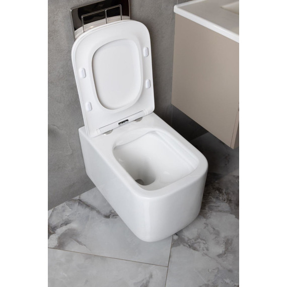 Унитаз подвесной безободковый Boheme Mane 970-SET-W с крышкой микролифт, Цвет производителя: белый - фото 5