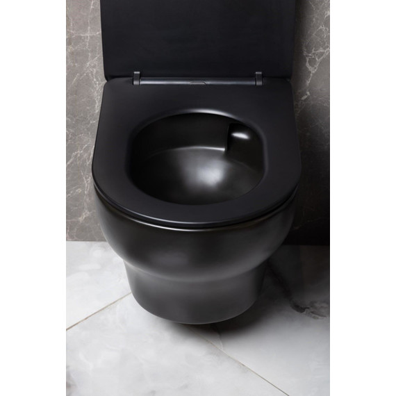 Унитаз подвесной Boheme Fiore 978-SET-B с крышкой микролифт, чёрный матовый, Цвет производителя: чёрный матовый - фото 5