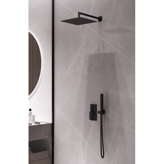 Верхний душ Boheme Qubic 300x300 мм 421-B, чёрный матовый - фото 3