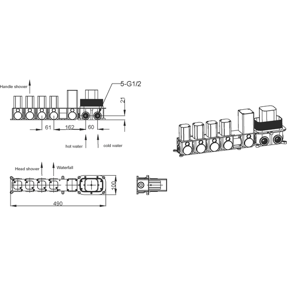Душевая система для ванны с термостатом Boheme Zodiac 133-2-SGM, shine gun metal - фото 2