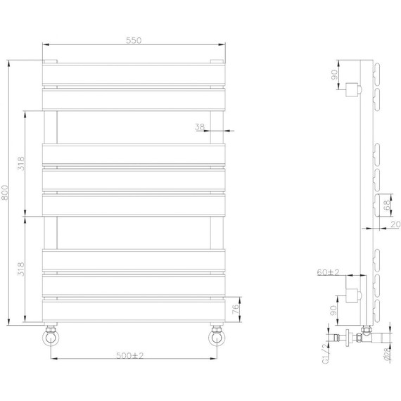 Полотенцесушитель водяной Boheme Venturo П8 500х800 мм 720-MW, matt white - фото 2