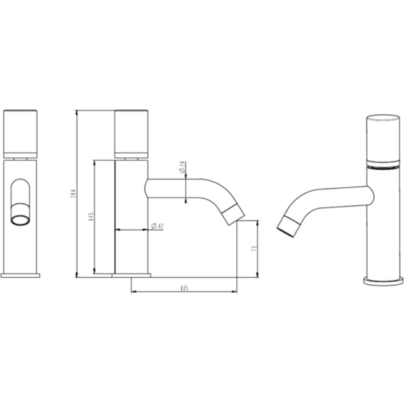 Смеситель для раковины Boheme Stick 121-G-MR-BLACK, чёрный/золото - фото 2