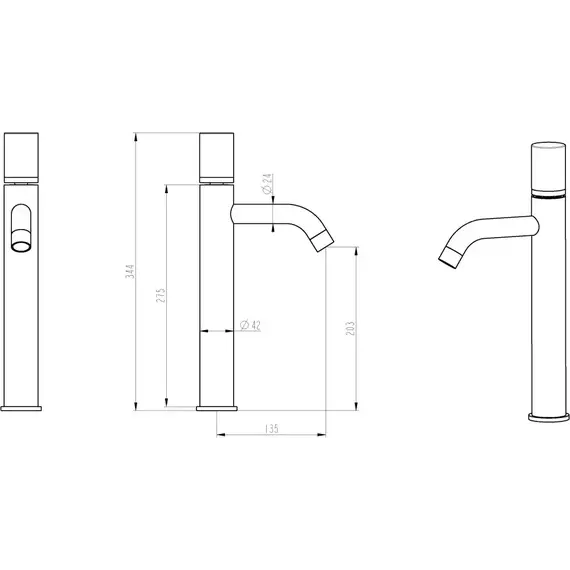 Смеситель для раковины высокий Boheme Stick 122-G-MR-BLACK, чёрный/золото - фото 2