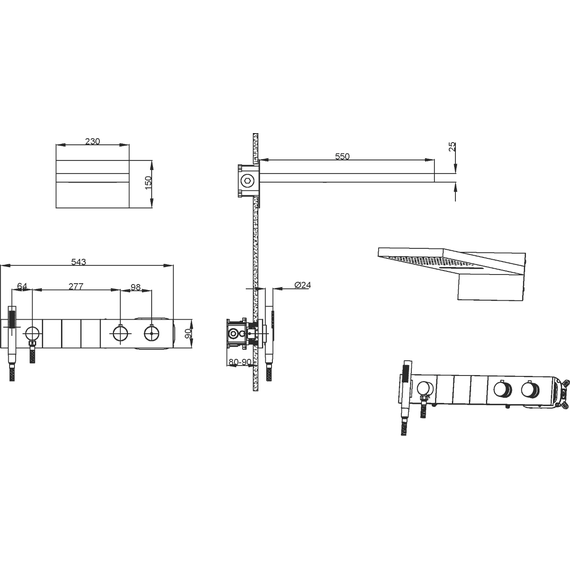 Душевая система для душа с термостатом Boheme Zodiac 133-SGM, shine gun metal - фото 3