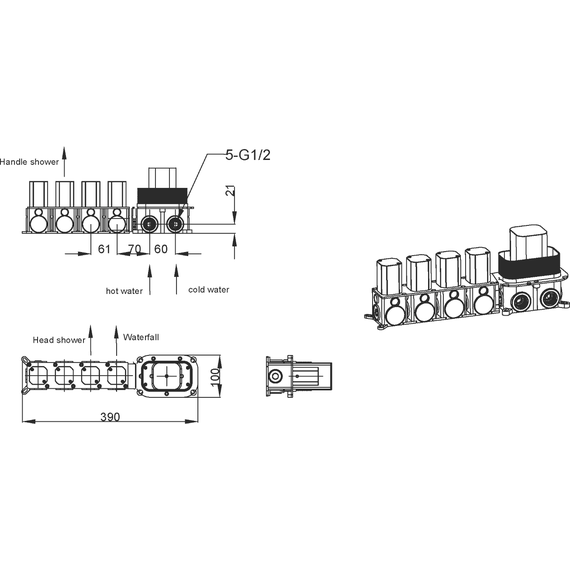 Душевая система для ванны Boheme Zodiac 132-2-SGM, shine gun metal - фото 2