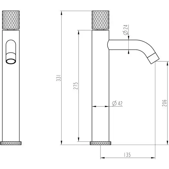 Смеситель для раковины высокий Boheme Stick 122-CR-MR-B, mramor-black - фото 2