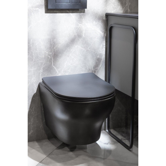 Унитаз подвесной Boheme Fiore 978-SET-B с крышкой микролифт, чёрный матовый, Цвет производителя: чёрный матовый - фото 4
