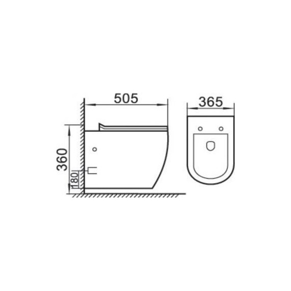 Унитаз подвесной безободковый Boheme Bianca 961/2, чёрный, Цвет производителя: чёрный - фото 2
