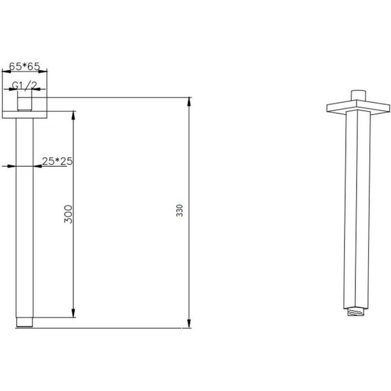 Кронштейн потолочный для верхнего душа Boheme Qubic 629-QUBIC-MW, matt white - фото 2
