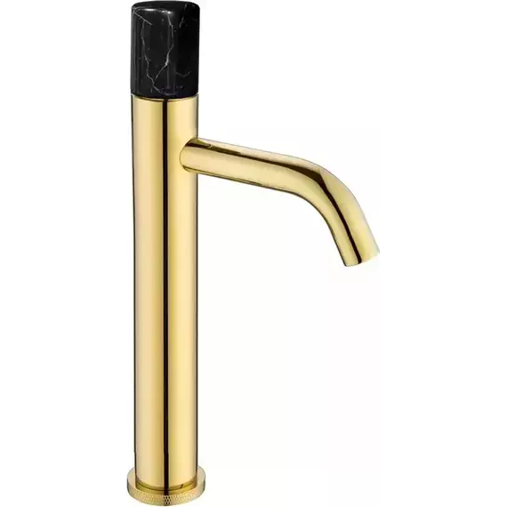 Смеситель для раковины высокий Boheme Stick 122-G-MR-BLACK, чёрный/золото - фото 