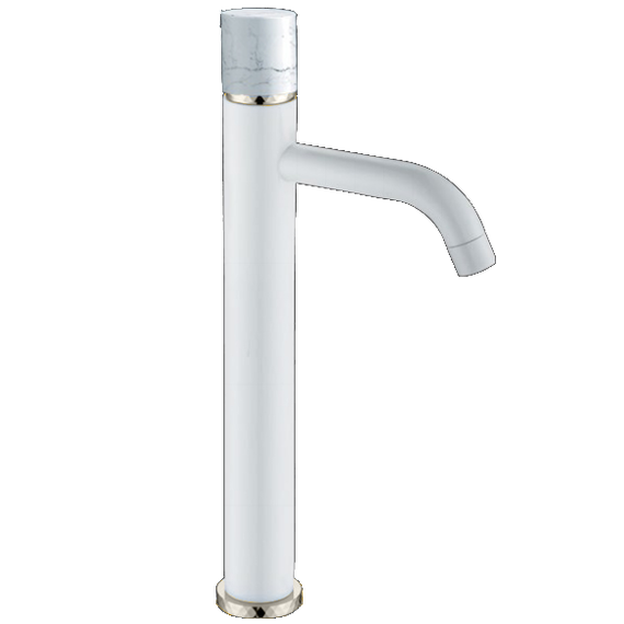 Смеситель для раковины высокий Boheme Stick 122-W-MR-WHITE, white chrome - фото 
