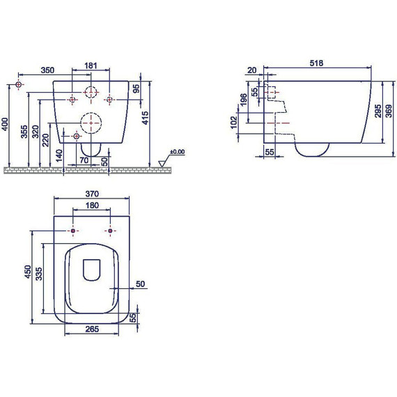 Унитаз подвесной безободковый Boheme Zen 967-SET-B с крышкой микролифт, чёрный матовый, Цвет производителя: чёрный матовый - фото 2
