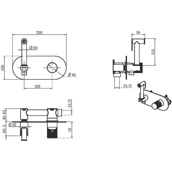 Набор для гигиенического душа Boheme Stick 127-WG, white gold, Цвет производителя: белый, золото - фото 2