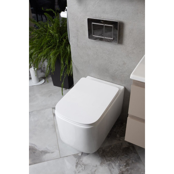 Унитаз подвесной безободковый Boheme Mane 970-SET-W с крышкой микролифт, Цвет производителя: белый - фото 4