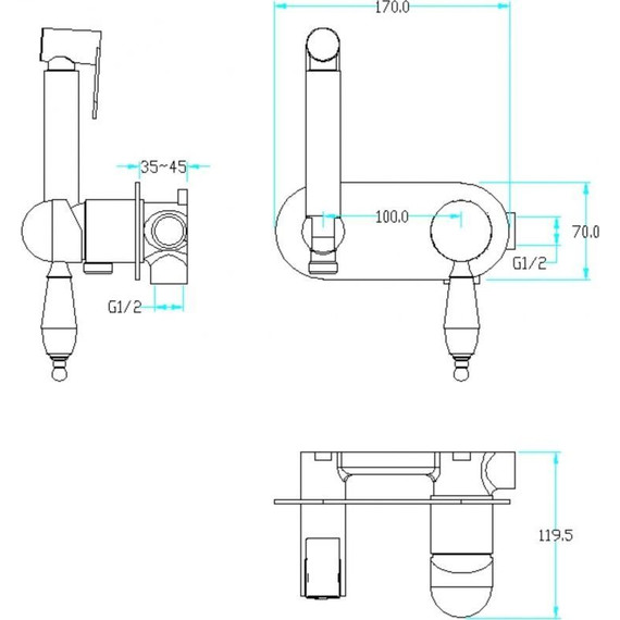 Набор для гигиенического душа Boheme Imperiale 425-SW, золото - фото 2