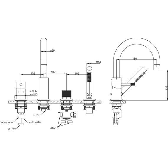 Смеситель для ванны Boheme UNO 460-B, чёрный матовый - фото 2