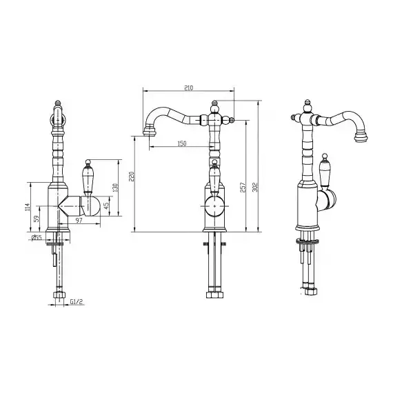 Смеситель для раковины высокий Boheme Medici Ripresa 302-BLC, чёрный - фото 2