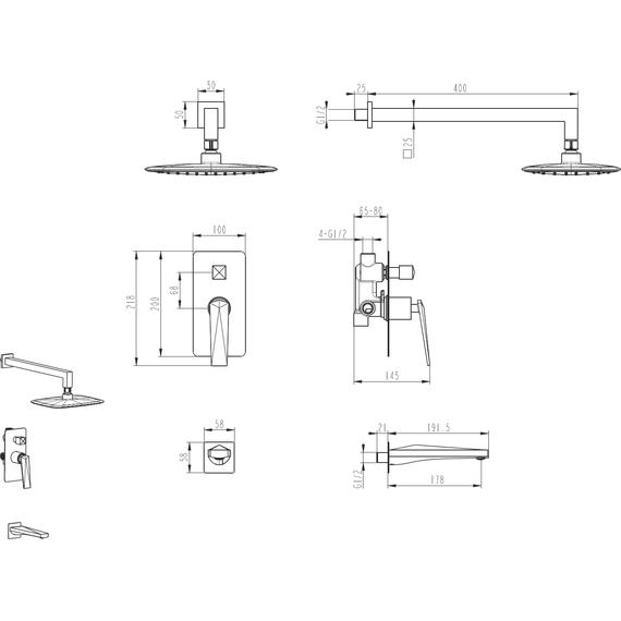 Душевая система для ванны Boheme Venturo 384-W-2, золото - фото 2