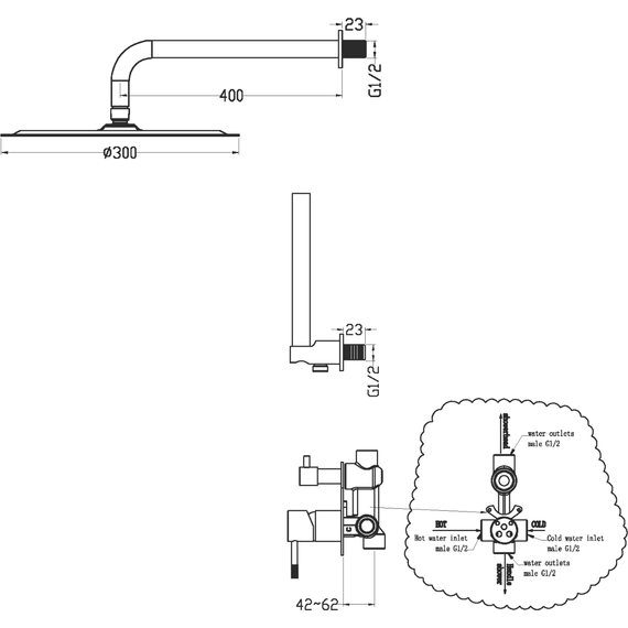 Душевая система для ванны Boheme UNO 464-2-MG, золото - фото 2