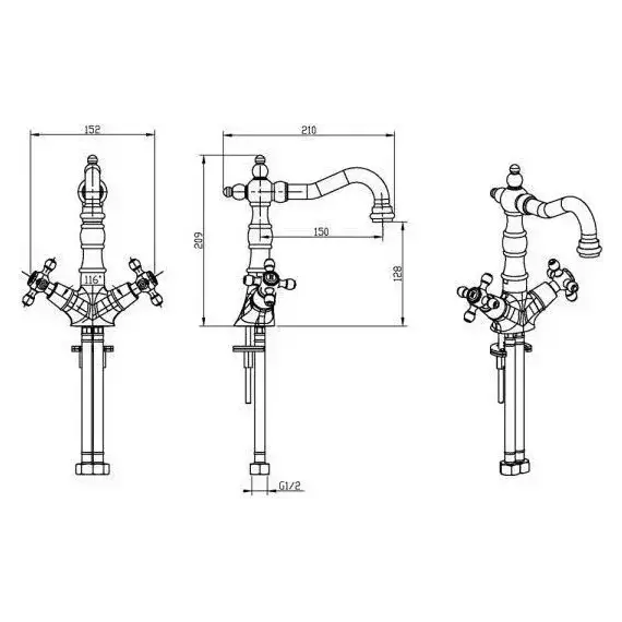 Смеситель для раковины высокий Boheme Medici Presente 312-SW, бронза - фото 2