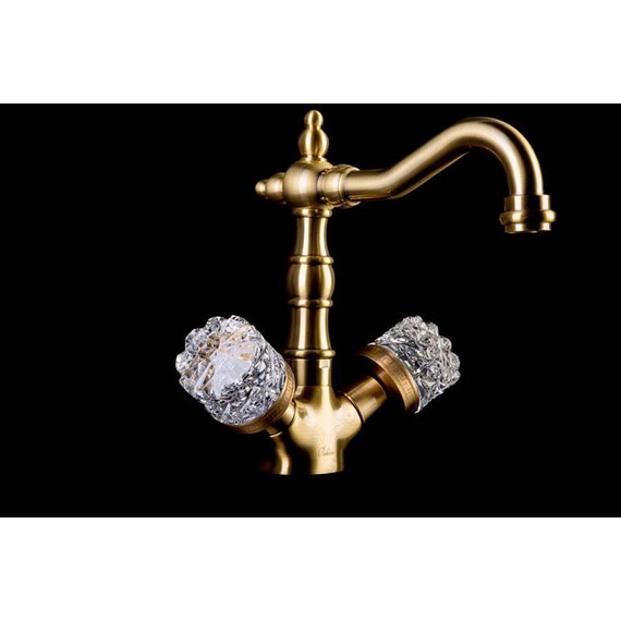 Смеситель для раковины высокий Boheme Crystal 312-CRST, бронза - фото 