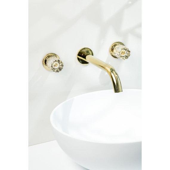 Смеситель для раковины настенный Boheme Elegante 152-2-G-EL, золото - фото 2