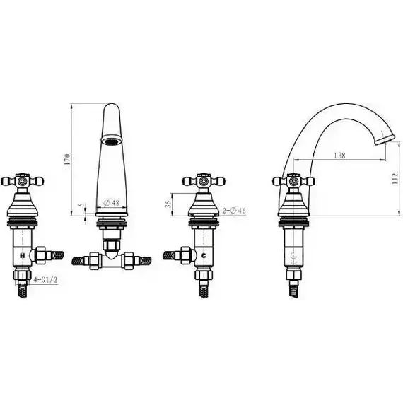 Смеситель для раковины Boheme Medici Ripresa 317-Medici Ripresa, бронза - фото 2
