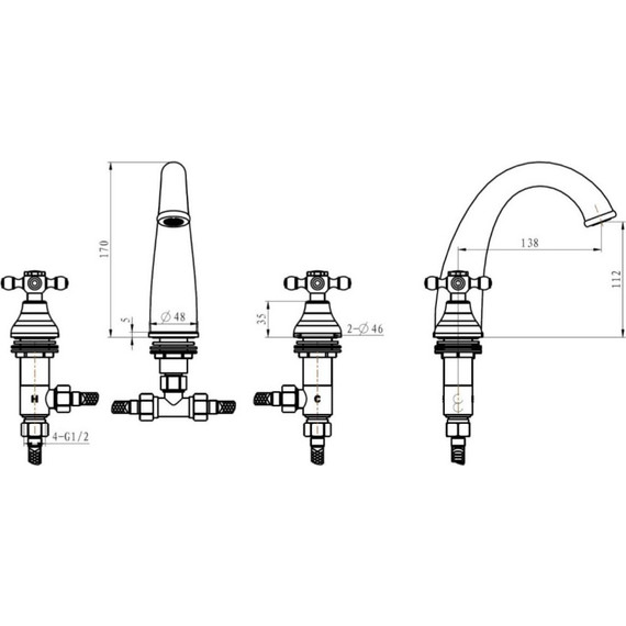 Смеситель для раковины Boheme 297-Ceramic, золото - фото 6