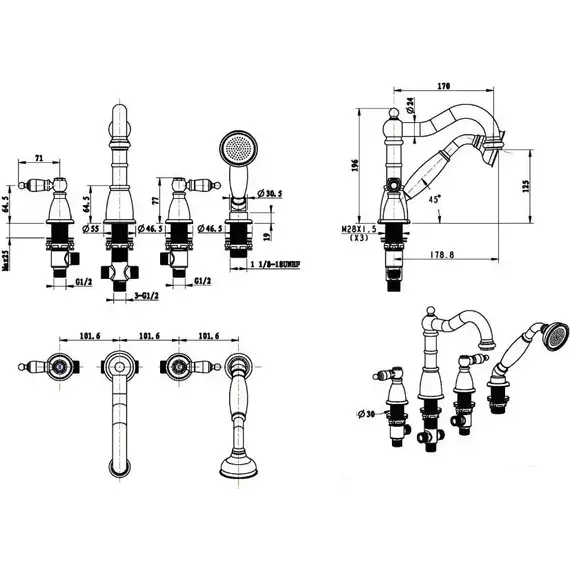 Смеситель для ванны Boheme Medici 391-SW, бронза - фото 2