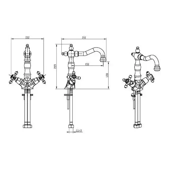 Смеситель для раковины высокий Boheme Tradizionale Chromo 272-Ceramic, chrome - фото 2