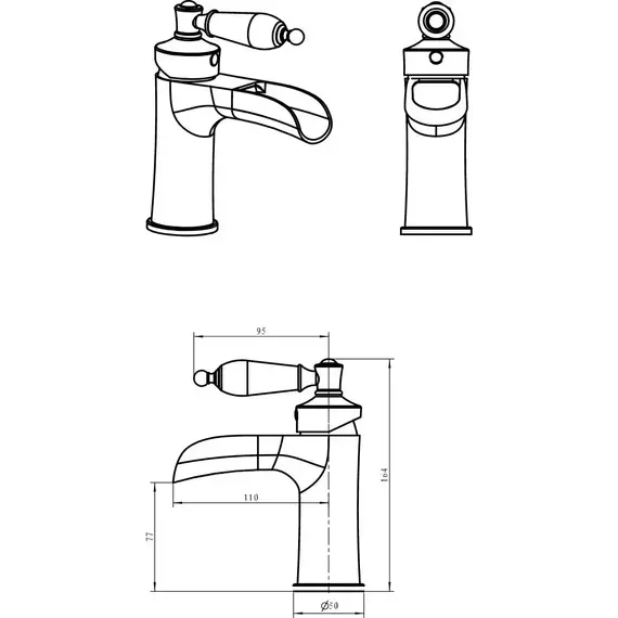 Смеситель для раковины Boheme Vogue Crome 221-MR-V, хром/фиолетовый - фото 3