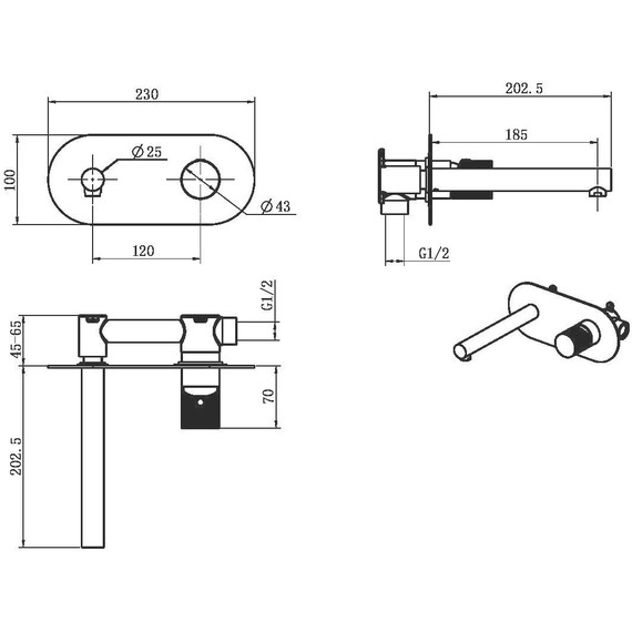 Смеситель для раковины настенный Boheme Stick 125-WG.2, белый - фото 2