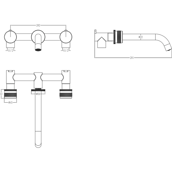 Смеситель для раковины настенный Boheme Prestige 152-2-B-PR, чёрный - фото 5