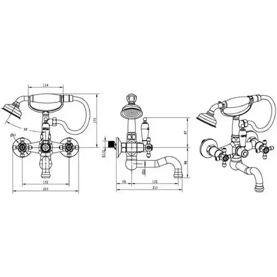 Смеситель для ванны Boheme Crystal 273-SW, chrome - фото 2