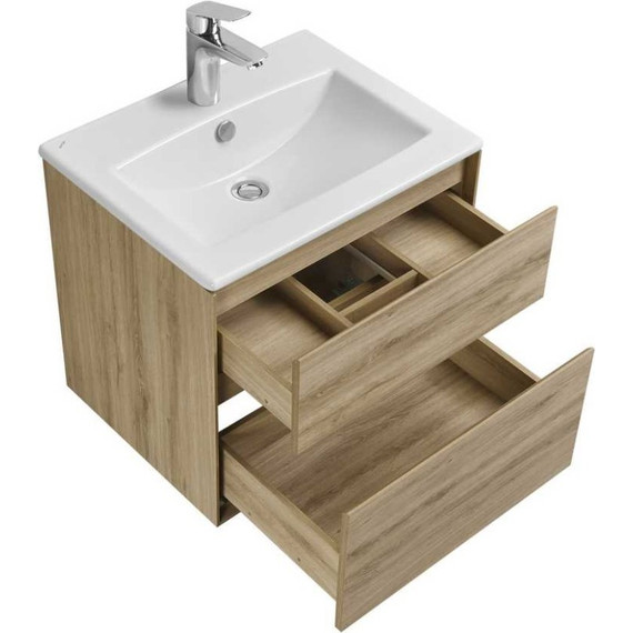 Тумба подвесная с раковиной Акватон Либерти 60 см 1A279401LYC70, дуб эльвезия - фото 3