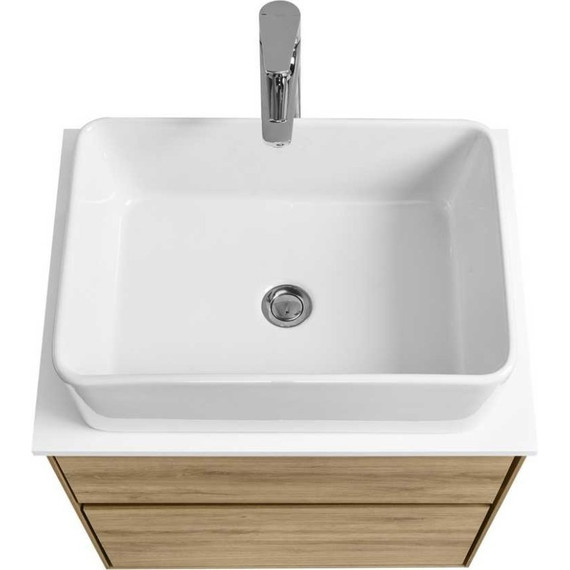 Тумба подвесная со столешницей Акватон Либерти 60 см 1A279401LYC70, дуб эльвезия/белый глянец - фото 5