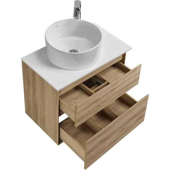 Тумба подвесная со столешницей Акватон Либерти 60 см 1A279401LYC70, дуб эльвезия/белый глянец - фото 3