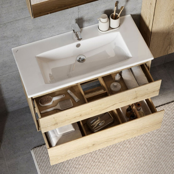 Тумба подвесная с раковиной Акватон Либерти 100 см 1A279601LYC70 - фото 2