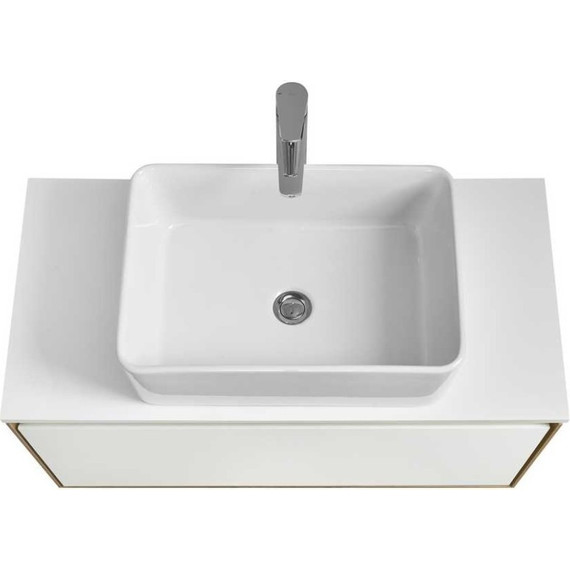 Тумба подвесная со столешницей Акватон Либерти 90 см 1A279901LYC70, дуб эльвезия/белый глянец - фото 6