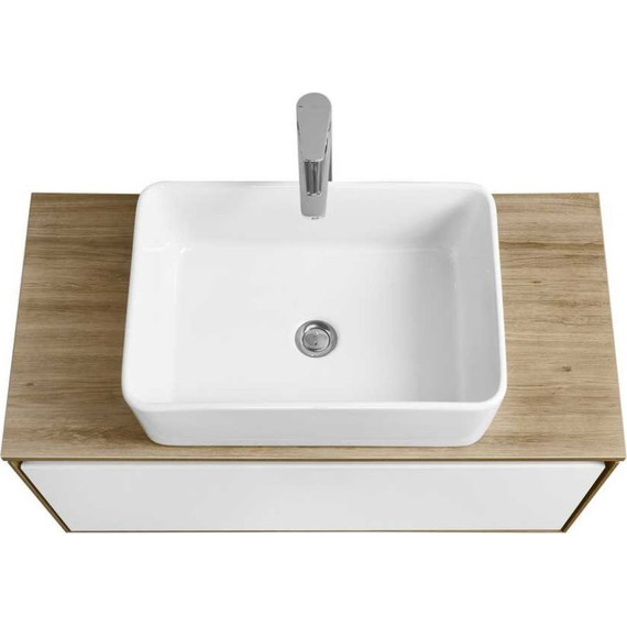 Тумба подвесная со столешницей Акватон Либерти 90 см 1A279901LYC70, дуб эльвезия/белый глянец - фото 5