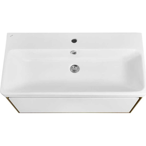 Тумба подвесная с раковиной Акватон Либерти 90 см 1A279801LYC70, дуб эльвезия/белый глянец - фото 4