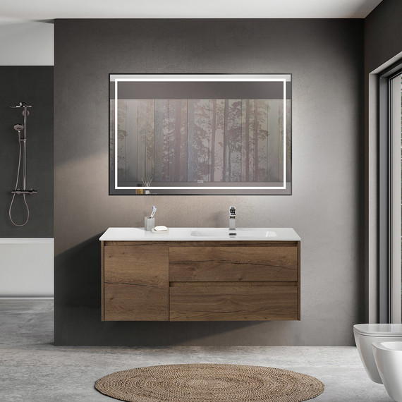 Тумба подвесная с раковиной BelBagno KRAFT-1200-2C-1A-SO-RT-R 120 см, Rovere Tabacco - фото 8