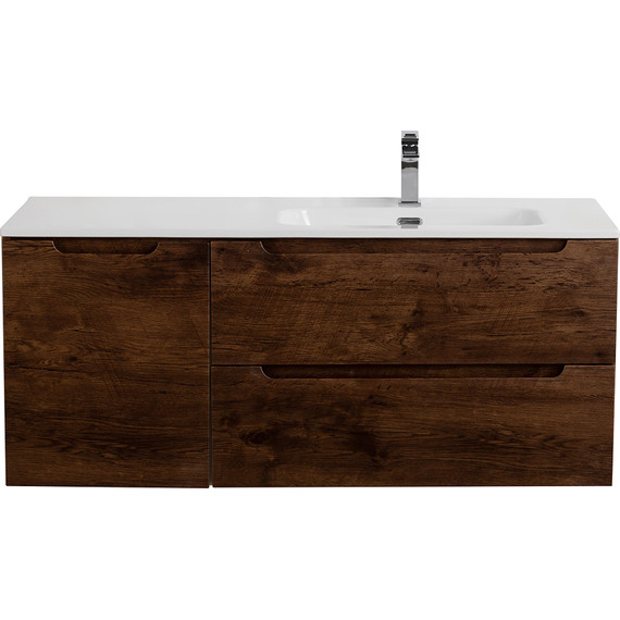 Тумба подвесная с раковиной BelBagno ETNA-1000-2C-1A-SO-RW-R 100 см (раковина BB1000ETL-R) Rovere Moro, Цвет фасада: Rovere Moro - фото 