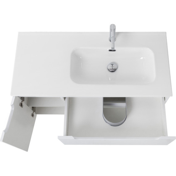 Тумба подвесная с раковиной BelBagno ETNA-1000-2C-1A-SO-BL-R 100 см (раковина BB1000ETL-R) Bianco Lucido, Цвет фасада: Bianco Lucido - фото 4