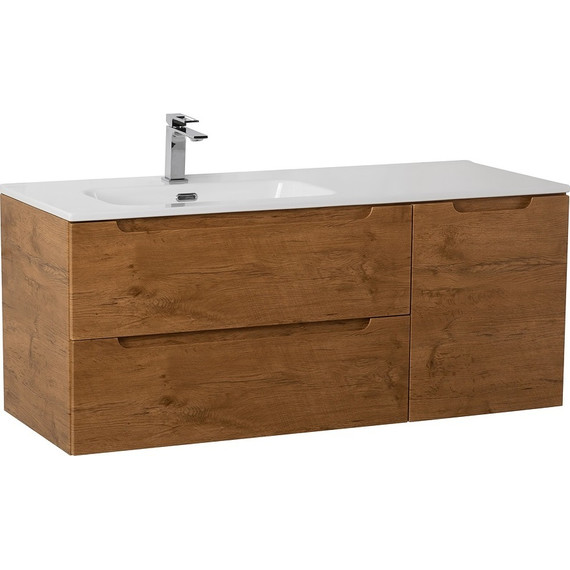 Тумба подвесная с раковиной BelBagno ETNA-1200-2C-1A-SO-RN-L 120 см (раковина BB1200ETL-L) Rovere Nature, Цвет фасада: Rovere Nature - фото 2
