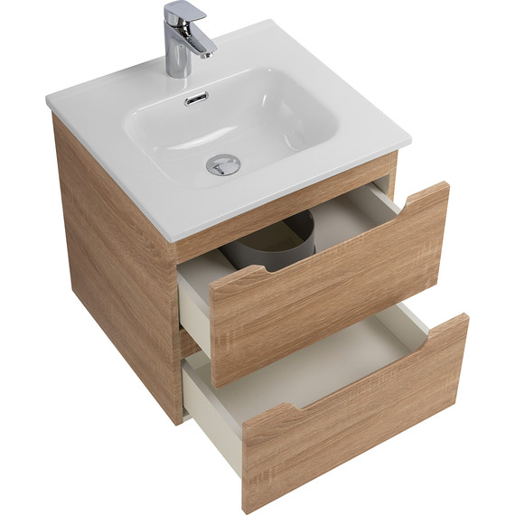 Тумба подвесная с раковиной BelBagno ETNA-500-2C-SO-WO 50 см (раковина BB500ETL) Rovere Bianco, Цвет фасада: Rovere Bianco - фото 5