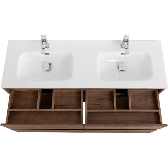 Тумба подвесная с раковиной BelBagno KRAFT-1400-4C-SO-2-RT 140 см, Rovere Tabacco - фото 7